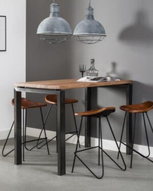 BARSTOLE, METAL OG BRUNT PU LÆDER