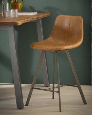 BARSTOLE, SORT METAL OG PU LÆDER