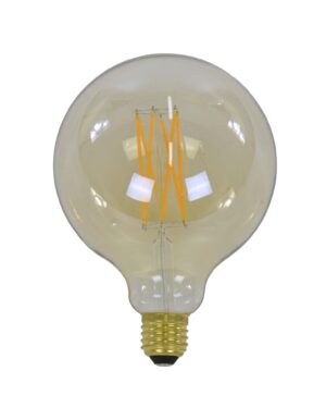 Pære i rund form og ravfarvet glas