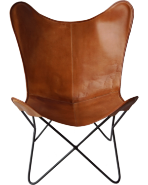 Bohemian loungestol i kraftigt læder - brun