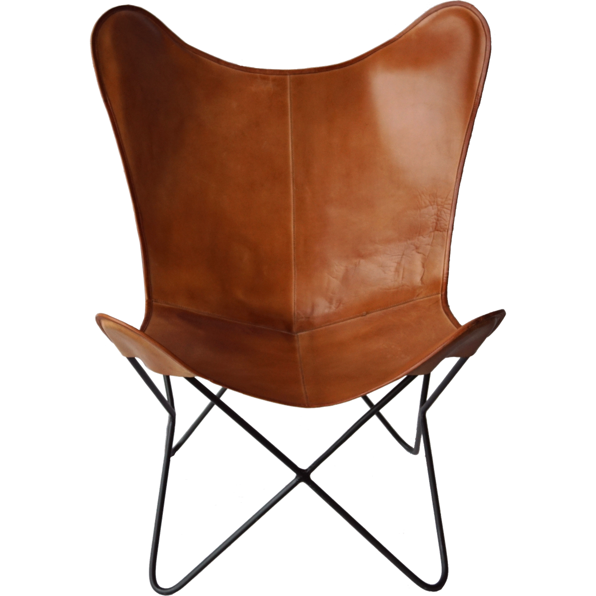 Bohemian loungestol i kraftigt læder - brun